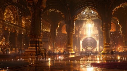 Obraz premium The shrines architecture is aglow with a soft pulsating light serving as a beacon of hope for all who seek enlightenment