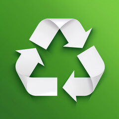 Obraz premium Recycling symbol in paper art vector image