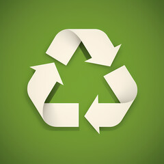 Fototapeta premium Recycling symbol in paper art vector image