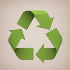 Fototapeta premium Recycling symbol in paper art vector image
