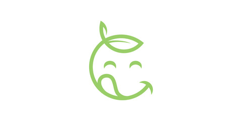 logo design smile leaf, happy, nature. logo design template, icon, symbol, creative, idea.