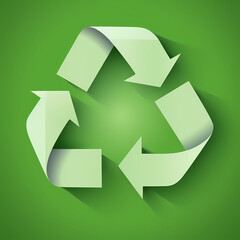 Obraz premium Recycling symbol in paper art vector image