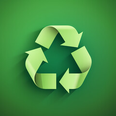 Fototapeta premium Recycling symbol in paper art vector image