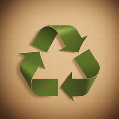 Obraz premium Recycling symbol in paper art vector image