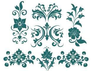set of floral elements