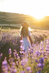 Golden Hour Reverie: A Stroll Through Lavender Fields