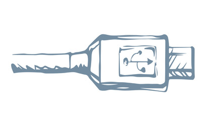 Cord for charging the phone. Vector drawing