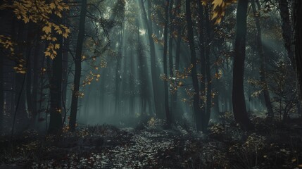 Obraz premium Every now and then a gust of wind will pick up rustling the leaves and causing the spirits to flicker and glow even more intensely. Their presence can be felt in every rustle whispe