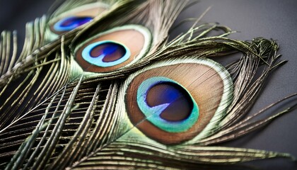 Obraz premium Close-Up of Vibrant Peacock Feathers: A Beautiful and Decorative Design