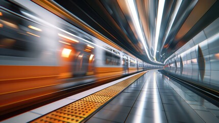 Obraz premium A Dynamic Train Passage Capturing Station Platform Motion