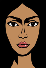 Woman face. Vector drawing icon