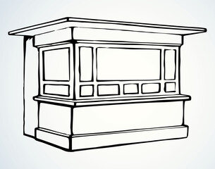 Shop stall. Vector drawing kiosk