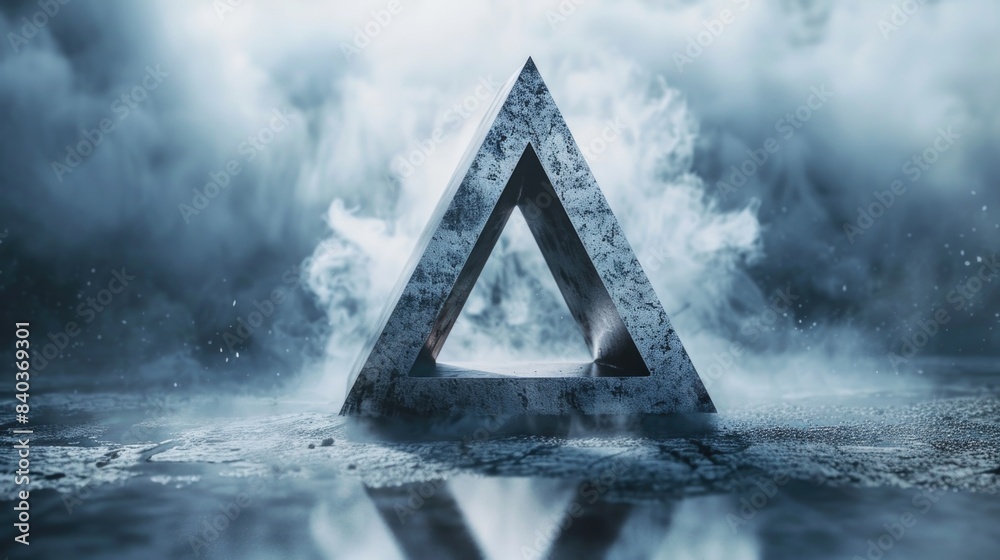 Aufkleber A triangle-shaped object sits in the center of a puddle of water, providing a unique focal point