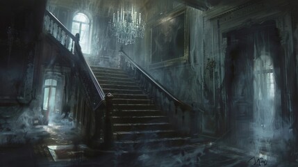 Ghostly apparitions can be seen flitting through the walls and disappearing into the darkness of the mansions interior