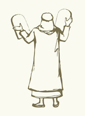 Moses with the tablets. Vector drawing