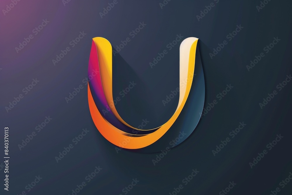 Poster A single colorful letter U is displayed on a dark background, perfect for use in designs and graphics where a pop of color is needed