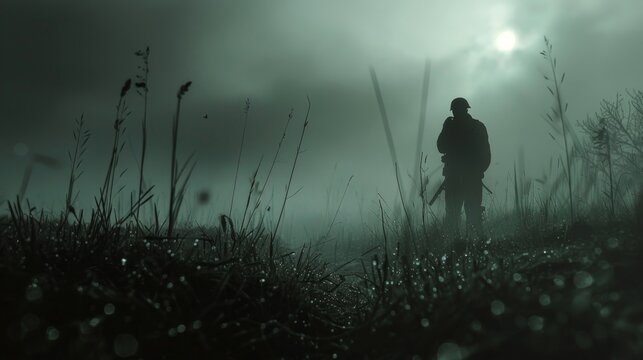 The ghost of a soldier can be seen standing guard at the edge of the battlefield his aimless watch still fueled by the duty ingrained in his soul
