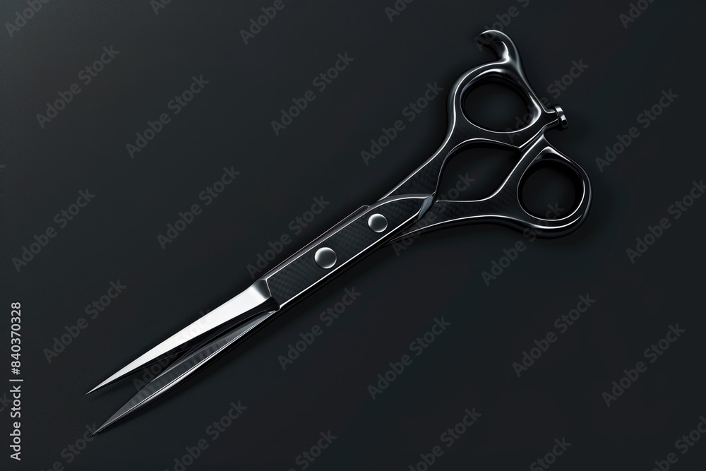 Aufkleber A close-up view of a pair of scissors lying on a table, suitable for use in still life or design images