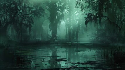 As if summoned by unseen forces a ghostly fog descended upon the swamp shrouding it in an ominous aura
