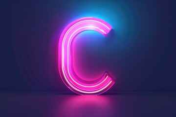 Close-up of a pink and blue illuminated letter c