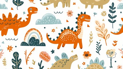 Retro cute graffiti dinosaur illustration poster background