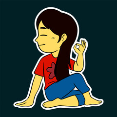 Sticker Illustration of a Girl Doing Yoga