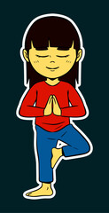 Sticker Illustration of a Girl Doing Yoga