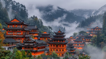 Chinese Painting Landscape Villages 