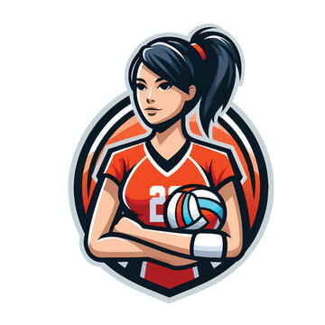 recommend clip art: a volleyball player girl holding a ball