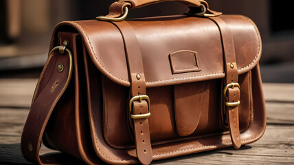 classic leather bag Decorated with a brass lock