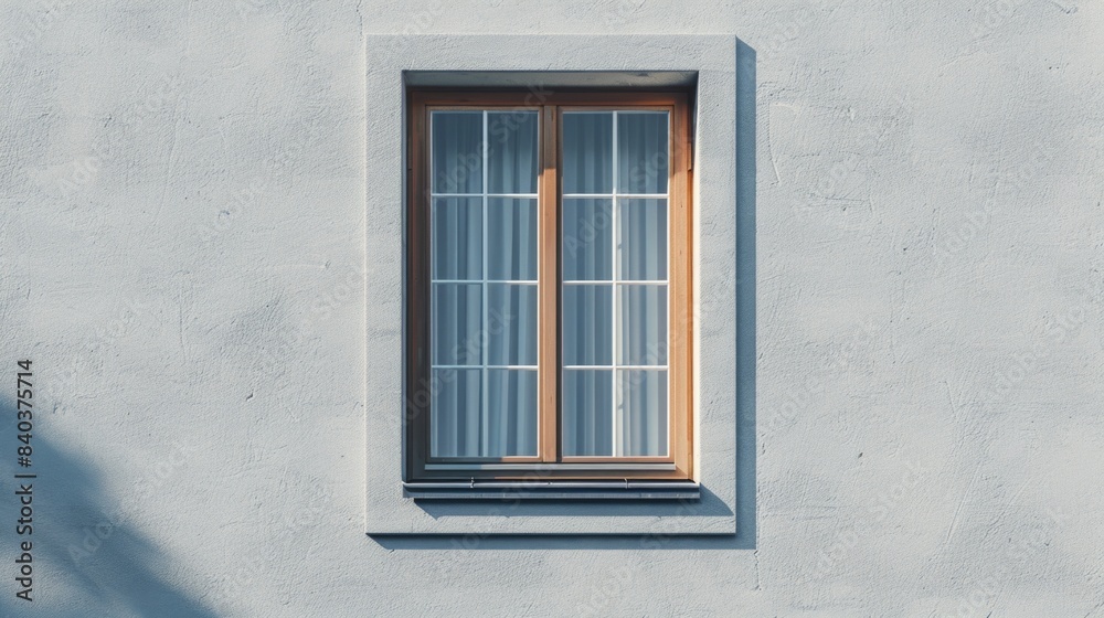 Poster A simple window with a closed curtain on a white background, suitable for use in interior design or minimalist theme