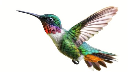 Fototapeta premium hummingbird haven vibrant hummingbird hovering on white background wildlife photography