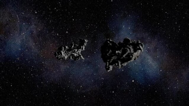 Two asteroids collide in space
3d rendering meteor asteroid impact, Global threat concept, sci fi, 2024

