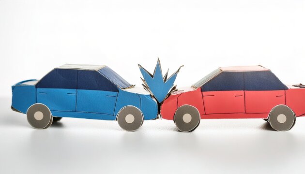 car crash accident automobile insurance personal injury lawyer attorney concept paper origami isolated on white background with copy space for your design for transportation and technology