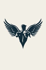 Obraz premium A black and white image of a woman with wings, suitable for use in illustrations or editorial content