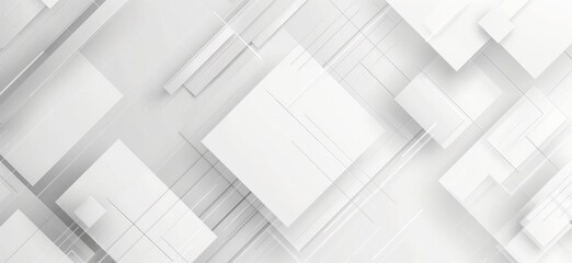 White background with geometric shapes. White minimalistic website wallpaper. Modern clean simple elegant design banner with copy space