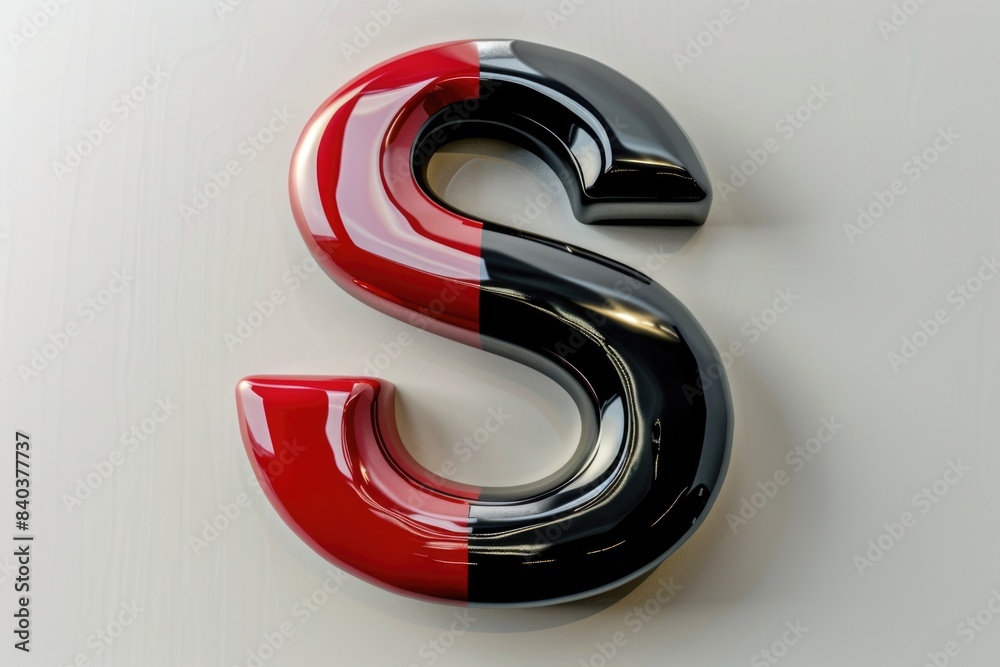 Poster a simple design featuring the letter s in black and red on a white surface