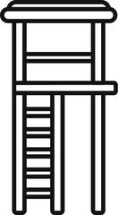 Minimalist black and white lifeguard observation tower icon isolated on white background, perfect for beach and pool safety, rescue, and supervision concept