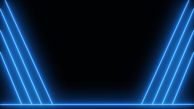 Blue neon lines on black background