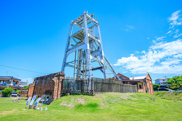 初夏の三池炭鉱宮原坑　福岡県大牟田市　Miike Coal Mine Miyahara Pit in early summer. Fukuoka Pref, Oomuta City.	