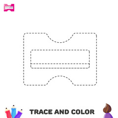 Handwriting practice for kids. Trace and color pencil sharpener. School supplies