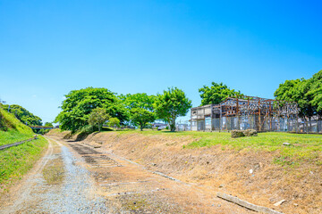 初夏の三池炭鉱宮原坑　福岡県大牟田市　Miike Coal Mine Miyahara Pit in early summer. Fukuoka Pref, Oomuta City.	