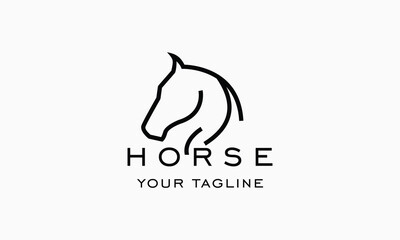 Vector horse equine simple line logo vector icon 