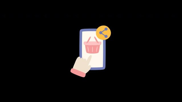 share link animation with looping , 4k resolution, and Alpha Channel. flat illustration hand drawn style