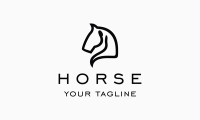 Vector horse equine simple line logo vector icon illustration