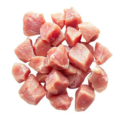 Fresh raw chicken chicken chunks isolated on white background. transparent background.