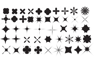 Star sparkle icon. Futuristic shapes. Christmas stars icons. Flashes from fireworks