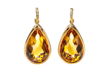 Gold Earrings with Yellow Gemstones