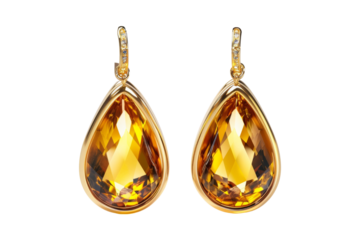 Gold Earrings with Yellow Gemstones