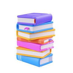3d stack school book for library render. Textbook education illustration or dictionary pile